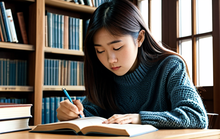 The Curious Student**

Prompt: A young Japanese woman, late teens, sitting at a traditional wooden desk in a sunlit library, surrounded by stacks of books. She's intently focused on an open book, a magnifying glass in hand, with a look of dawning understanding on her face. She's wearing a casual, comfortable outfit: a knitted sweater and jeans, fully clothed. Natural lighting, soft focus, "safe for work," "appropriate content," "professional," "family-friendly," "perfect anatomy," "natural proportions."

**
