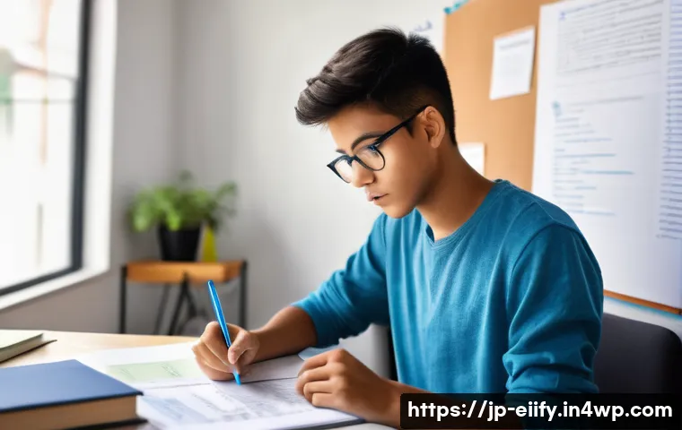 복잡한 주제 학습을 위한 시간 관리 전략 - **A focused student visualizing their learning journey and goals.**
    Prompt: "A young person, app...
