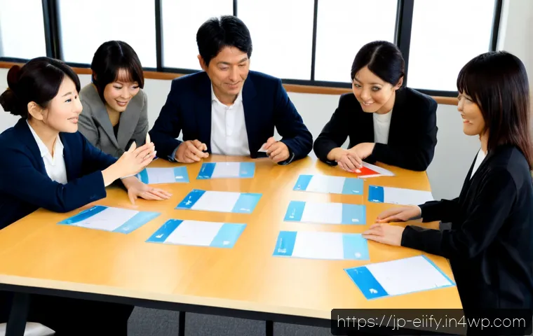 복잡한 주제에 대한 인식 제고를 위한 캠페인 기획 - Photorealistic campaign planning workshop in a contemporary Tokyo community center, diverse Japanese...