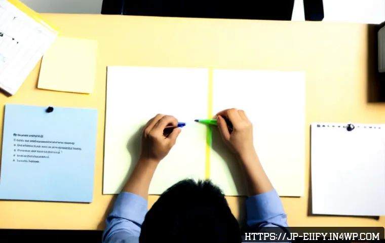 복잡한 주제에 대한 개인적인 목표 설정하기 - Photorealistic overhead view of a Japanese professional at a tidy home office desk, thoughtfully org...